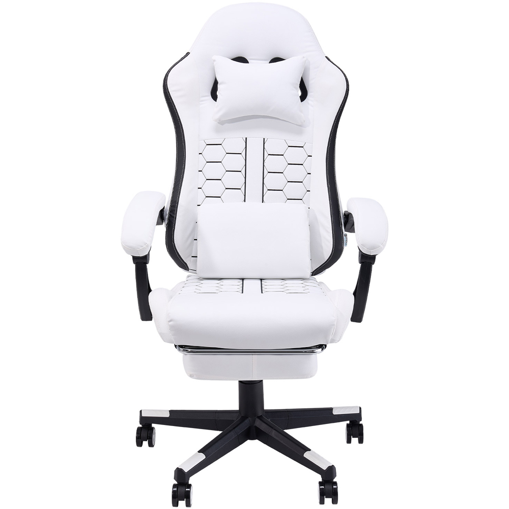 Living and Home White and Black Reclining Backrest Gaming Chair with Massage and Footrest Image 2