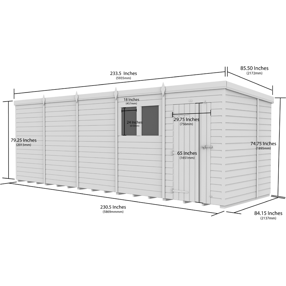 DIY Sheds 20 x 7ft Tongue and Groove Timber Pent Security Garden Shed Image 8