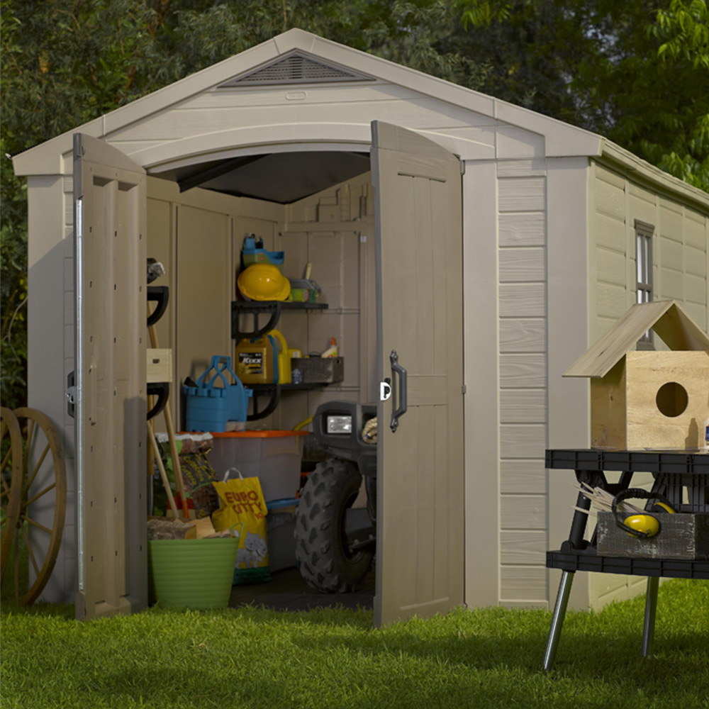 Keter Factor 8 x 11ft Beige Outdoor Resin Garden Storage Shed Image 2