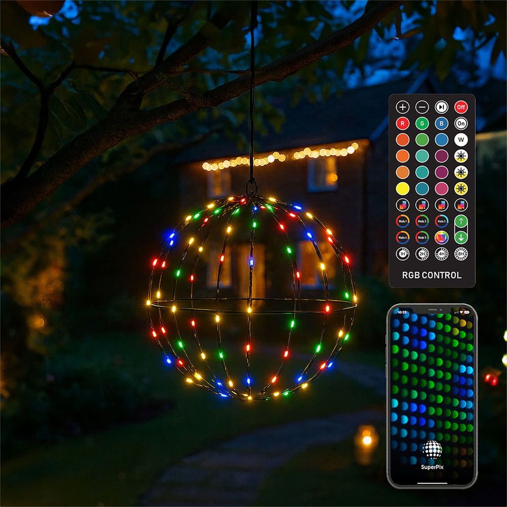 Xmas Haus Black RGB Mini Seed LED Smart Foldable Ball Light with Remote 40cm Image 2