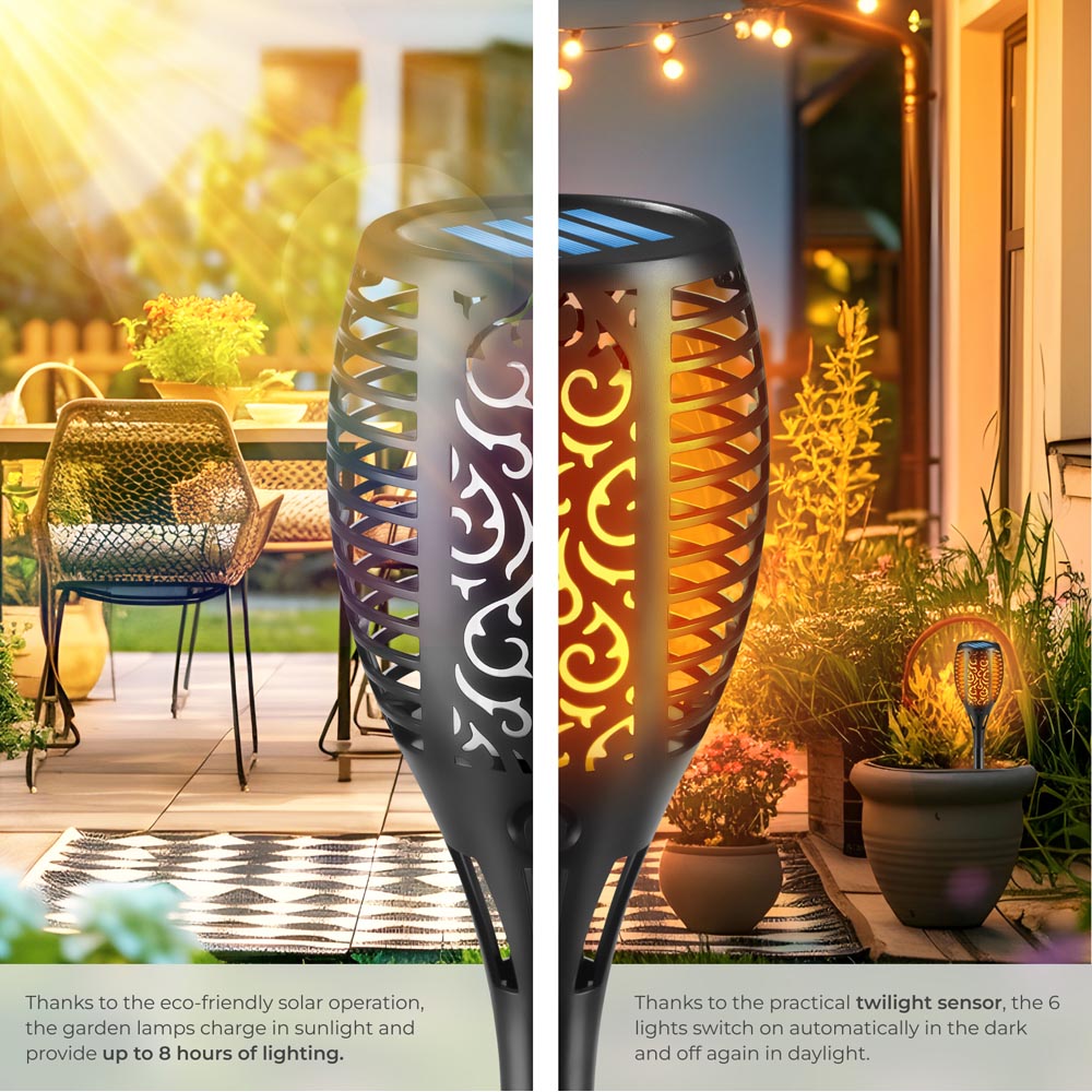 tectake Flame Design LED Solar Garden Light 6 Pack Image 3