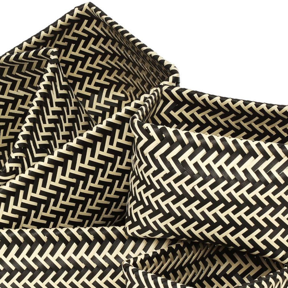 Premier Housewares Black and White Woven Storage Basket 5 Pack Image 5