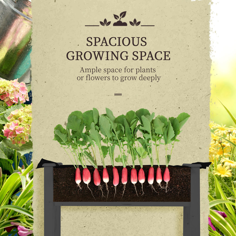 Outsunny Dark Grey Raised Garden Bed with PE Cover Image 7