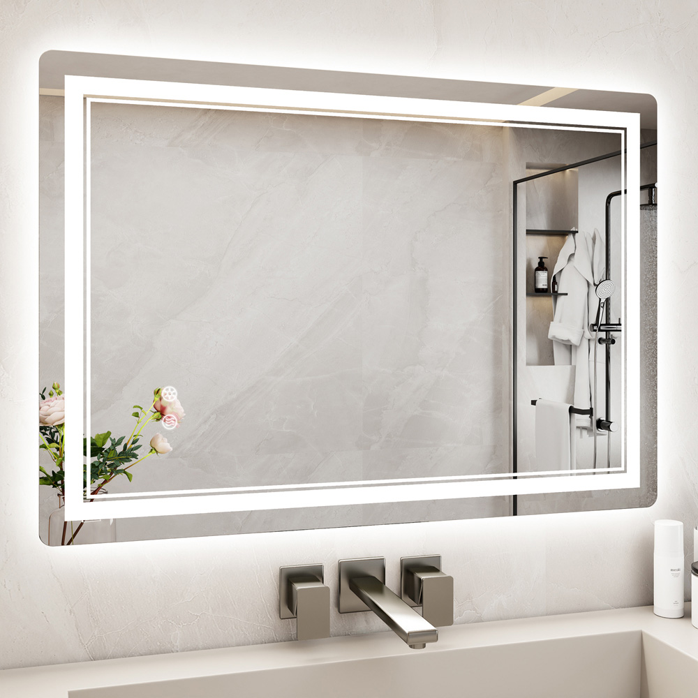 Rattrix White Anti-Fog LED Bathroom Mirror with Dimmable Lights and Memory Function 70 x 50cm Image 2
