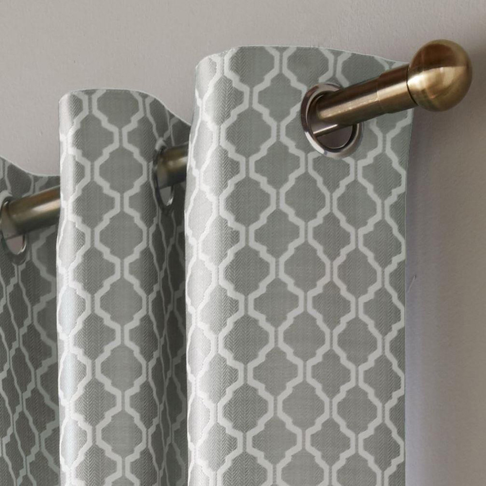 Alan Symonds Wold Silver and White Ring Top Eyelet Curtains 228cm x 228cm Image 2