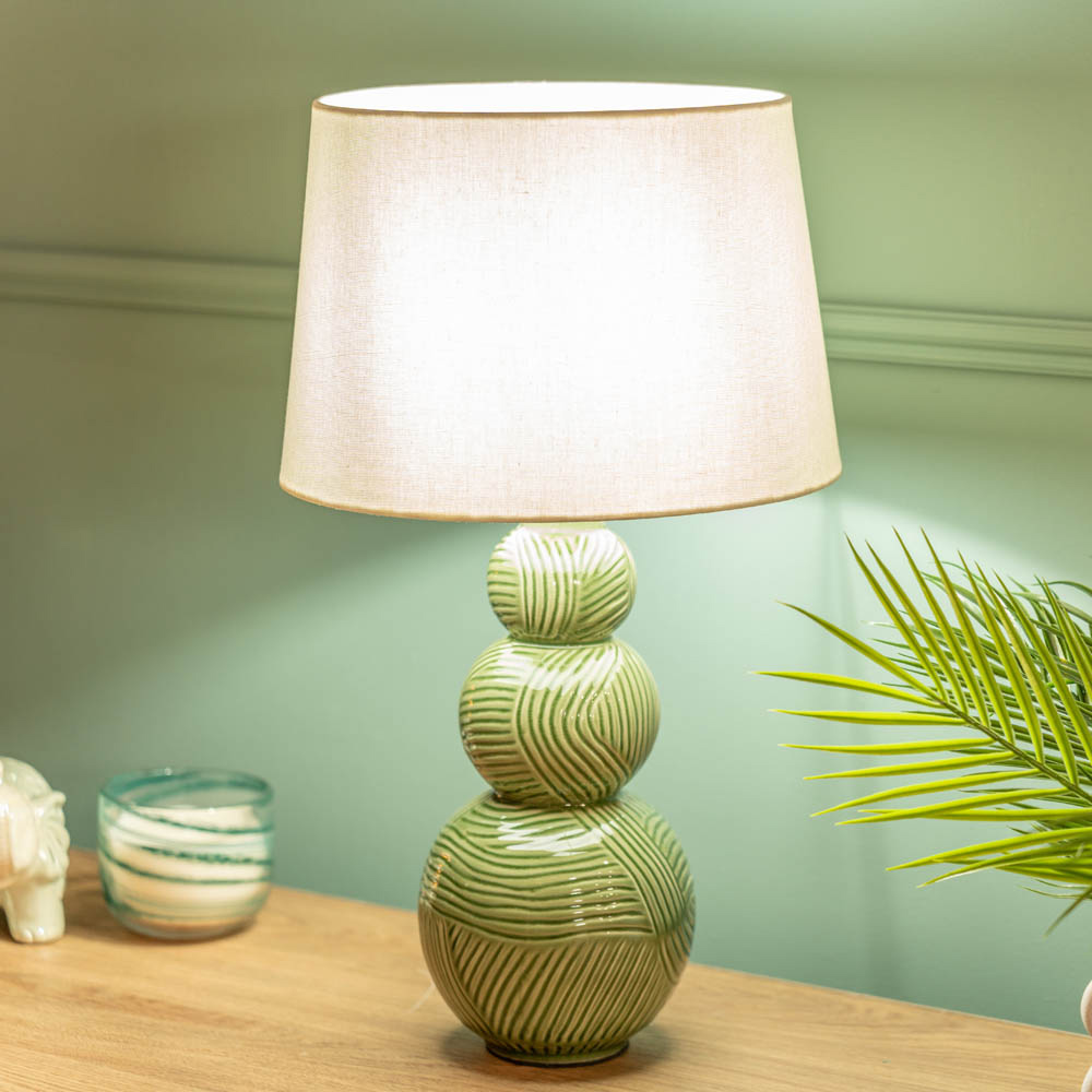 ValueLights Mia Green and White Shade Ceramic LED Table Lamp Image 5