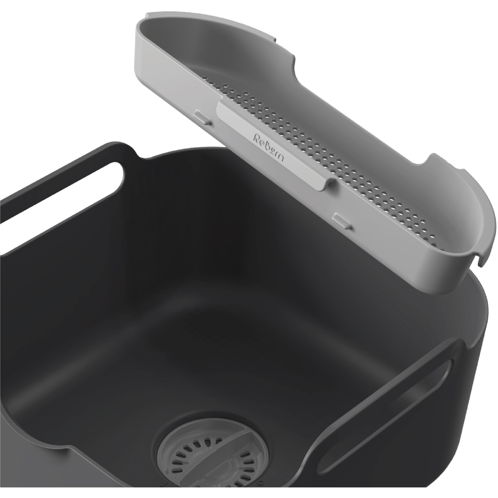 ReBorn Dark Grey Large Washing Up Bowl with Removable Multipurpose Drainer 9L Image 4