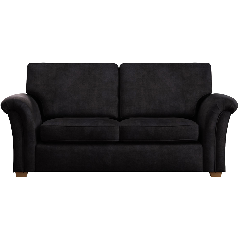 Castleacre 3 Seater Ebony Plush Velvet Fixed Back Sofa Image 3