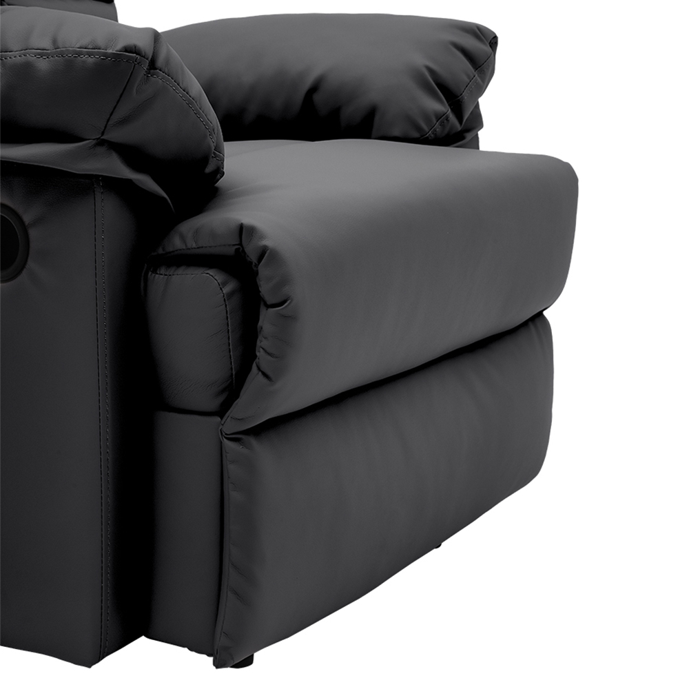 Living and Home Black Tufted Faux Leather Recliner with Control Switch Image 4