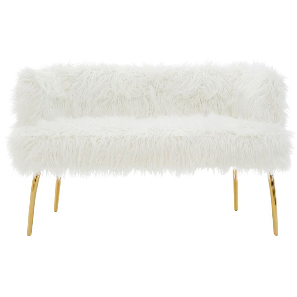 Premier Housewares Clarence Fur Effect 2 Seater Sofa with Gold Legs Image 2