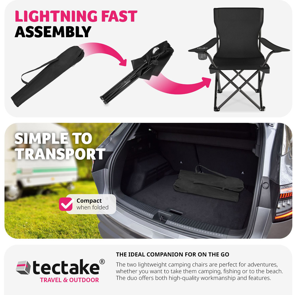 tectake 2 Piece Black Camping Chair Set Image 6