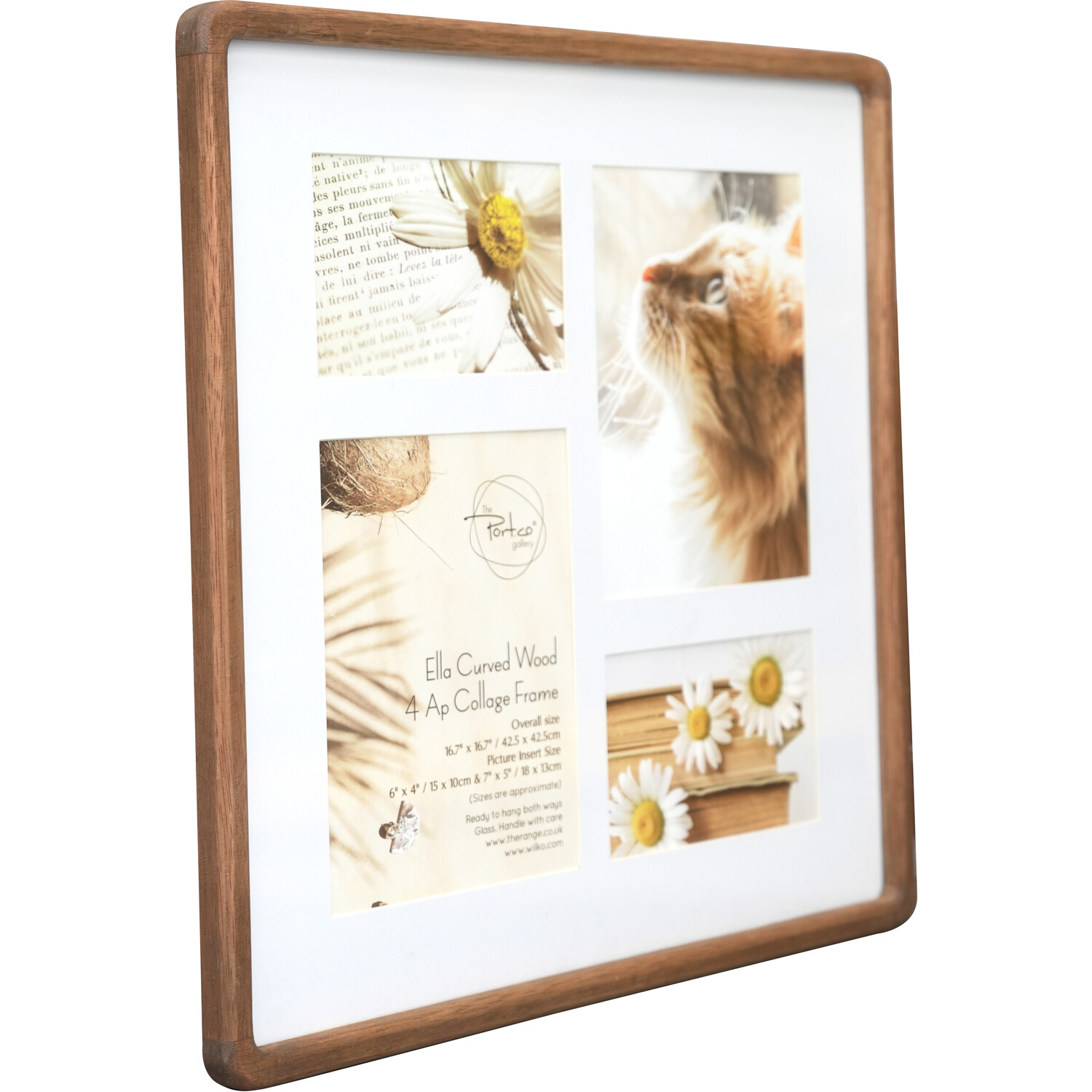 Ella 4 Aperture Neutral Curved Wood Collage Photo Frame 17 x 17 inch Image 2