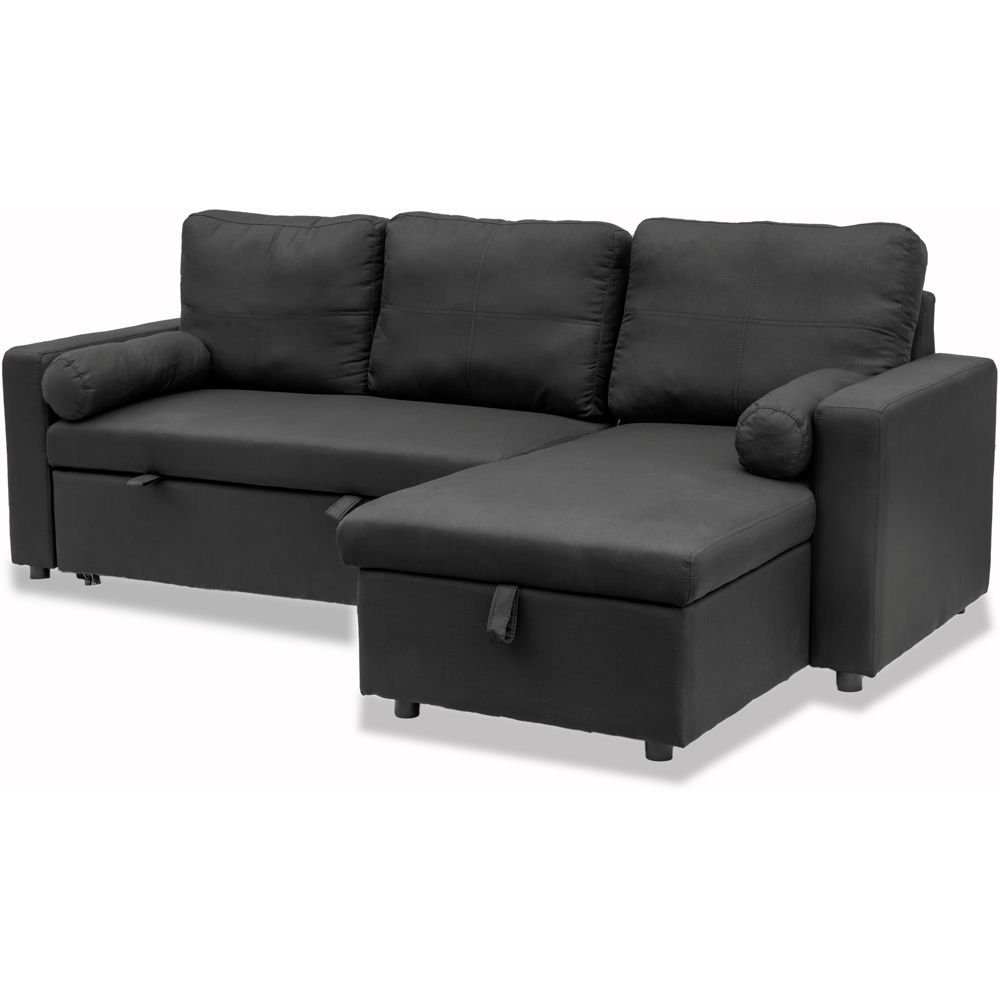 Indoor Living Manhattan 3 Seater Black Corner Sofa Bed Image 3