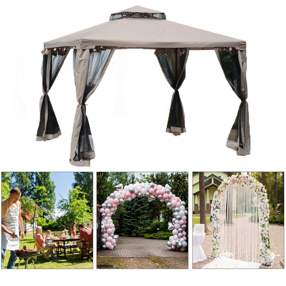 3x3m Gazebo 2-tier Taupe Image 5