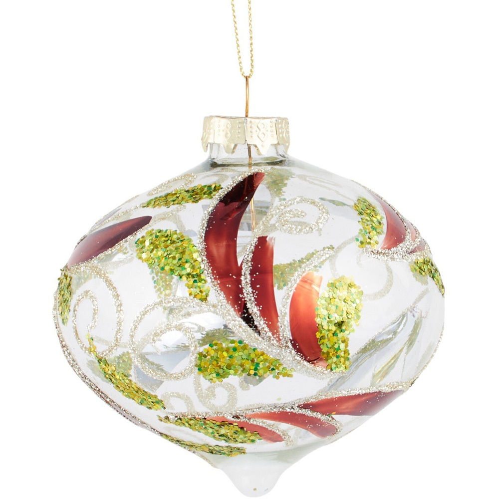 Glass Patterned Onion Bauble Clear Image 2