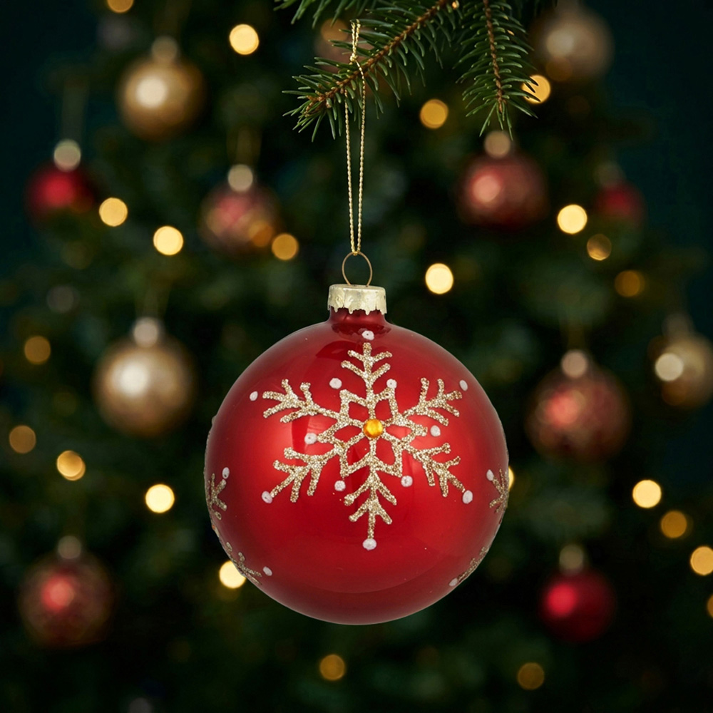 Ruby Red Glitter Design Bauble Image 3