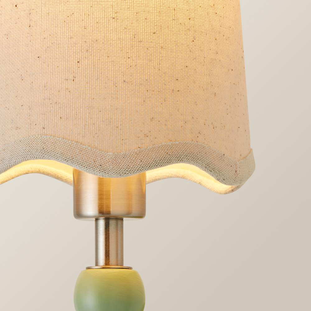 ValueLights Scallop Shade Sage Green Bobbin LED Wall Light with Bulb 2 Pack Image 5