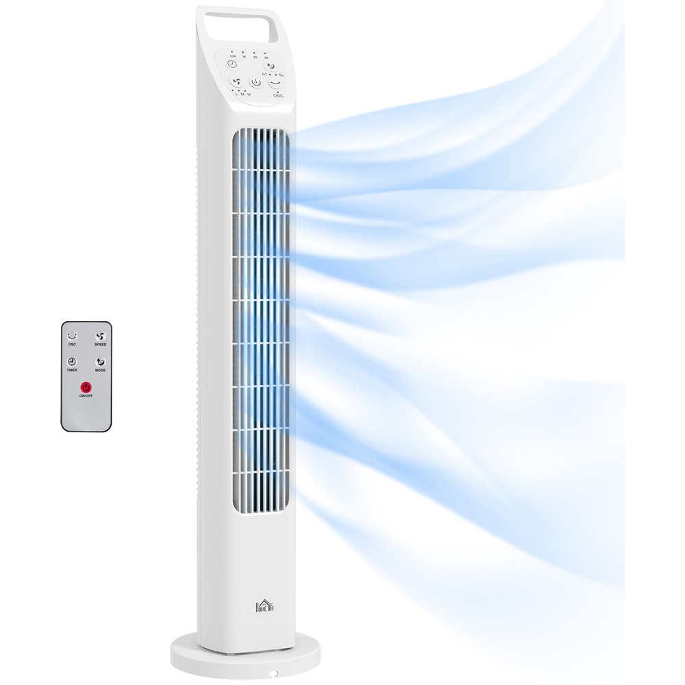 HOMCOM White Oscillating Tower Fan Floor Fan with Timer Image 3