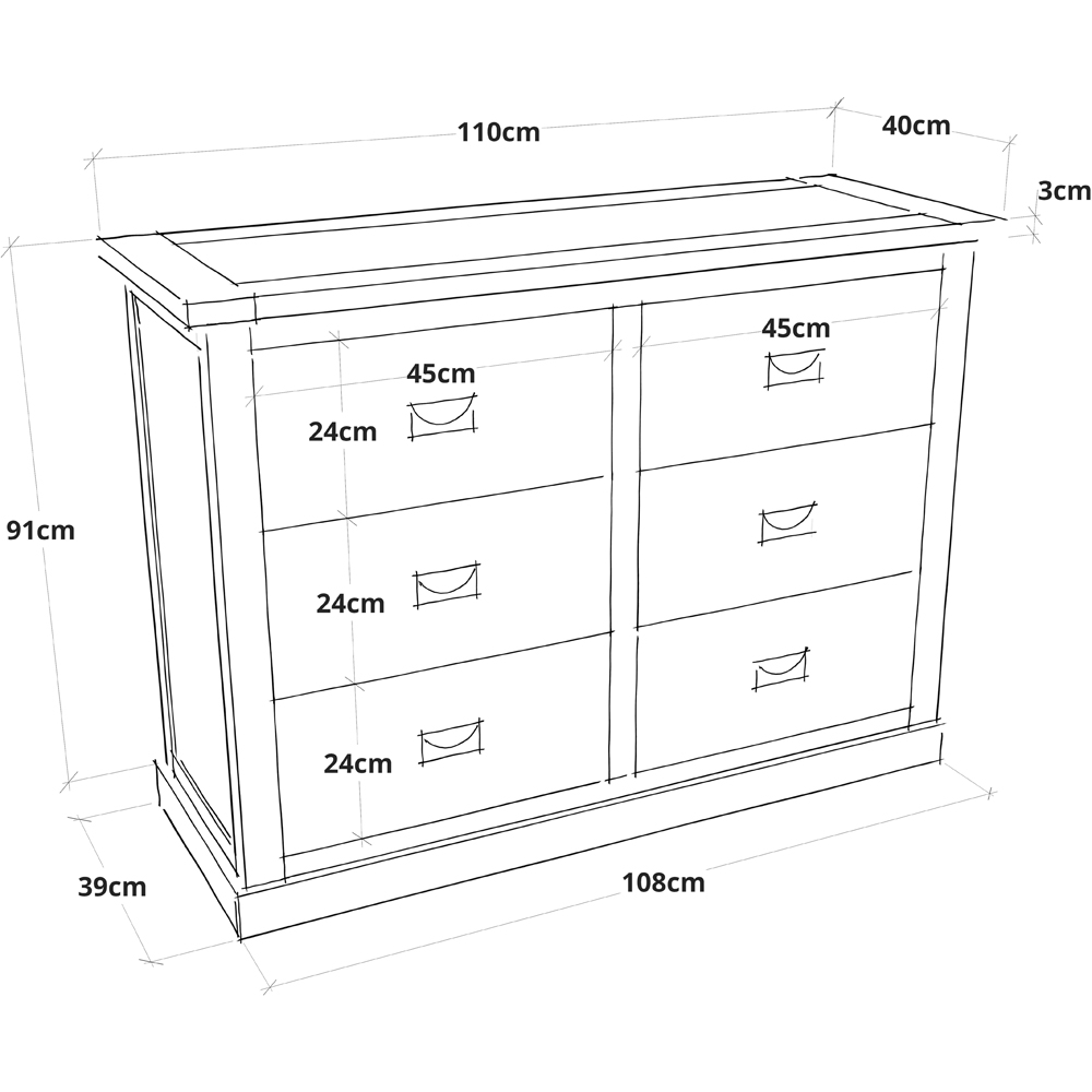 Cabinet Bits Lucca 6 Drawer Brown Brass Drop Handle Chest of Drawers Image 9