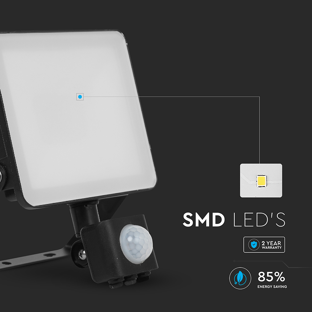 V-TAC 10W 1200 Lumens Daylight White LED Floodlight with PIR Sensor Image 5