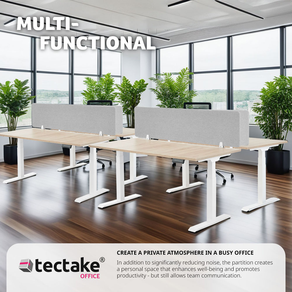 tectake Noisy Grey Plastic Desk Divider 160 x 40cm Image 5