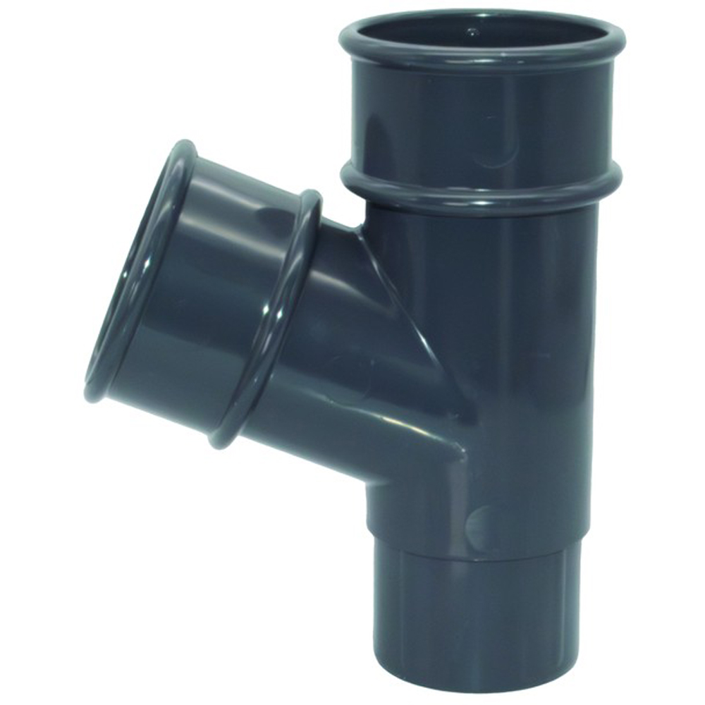 FloPlast Mini Gutter 67.5 Degree Pipe Branch Anthracite Grey 50mm Image 3