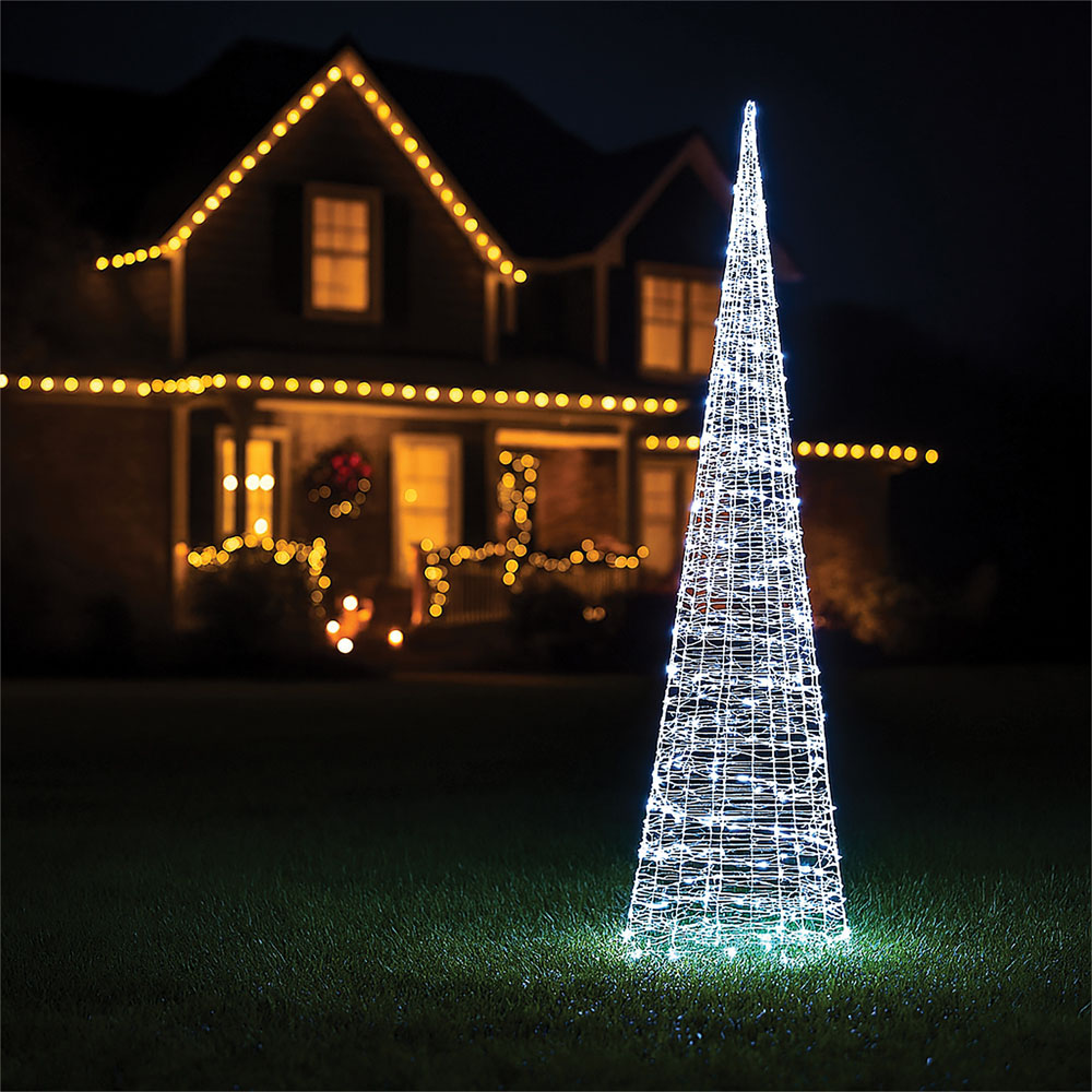 Xmas Haus Silver 300 White Micro LED Cone Shaped Light Tower 3ft Image 2