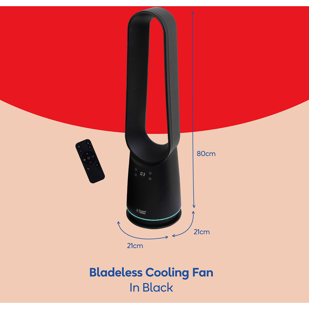 Russell Hobbs Black Bladeless Cooling Fan with Remote Image 9