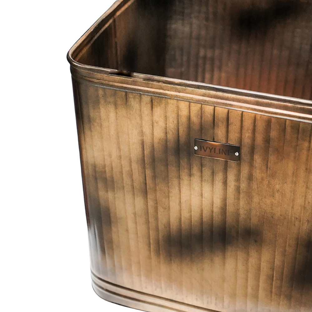 Ivyline Hampton Square Copper Metal Planter 45 x 44cm Image 2