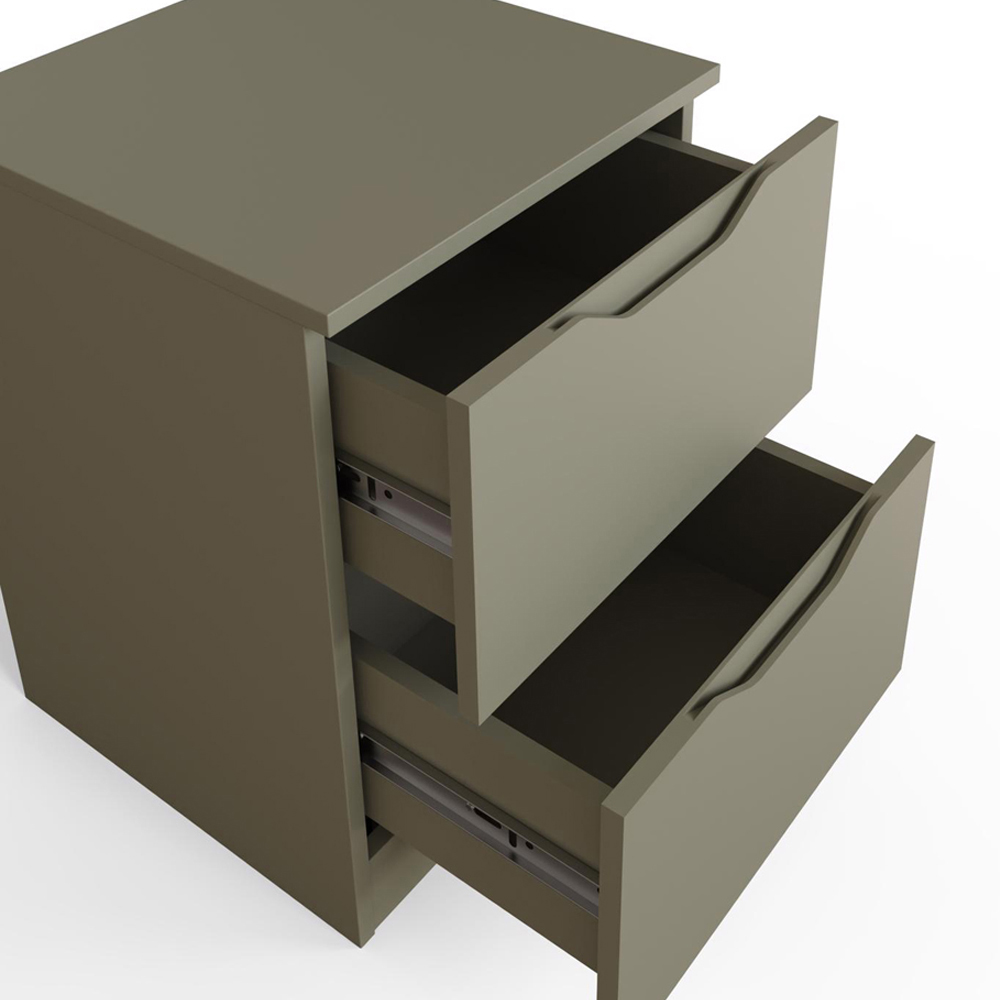 FWStyle Luno 2 Drawer Green Modern Bedside Table Image 4