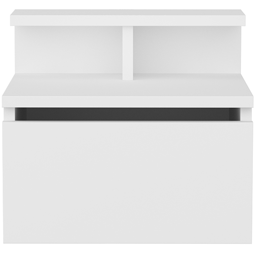 Decorotika Alice Single Drawer Single Shelf White Floating Bedside Table Image 3