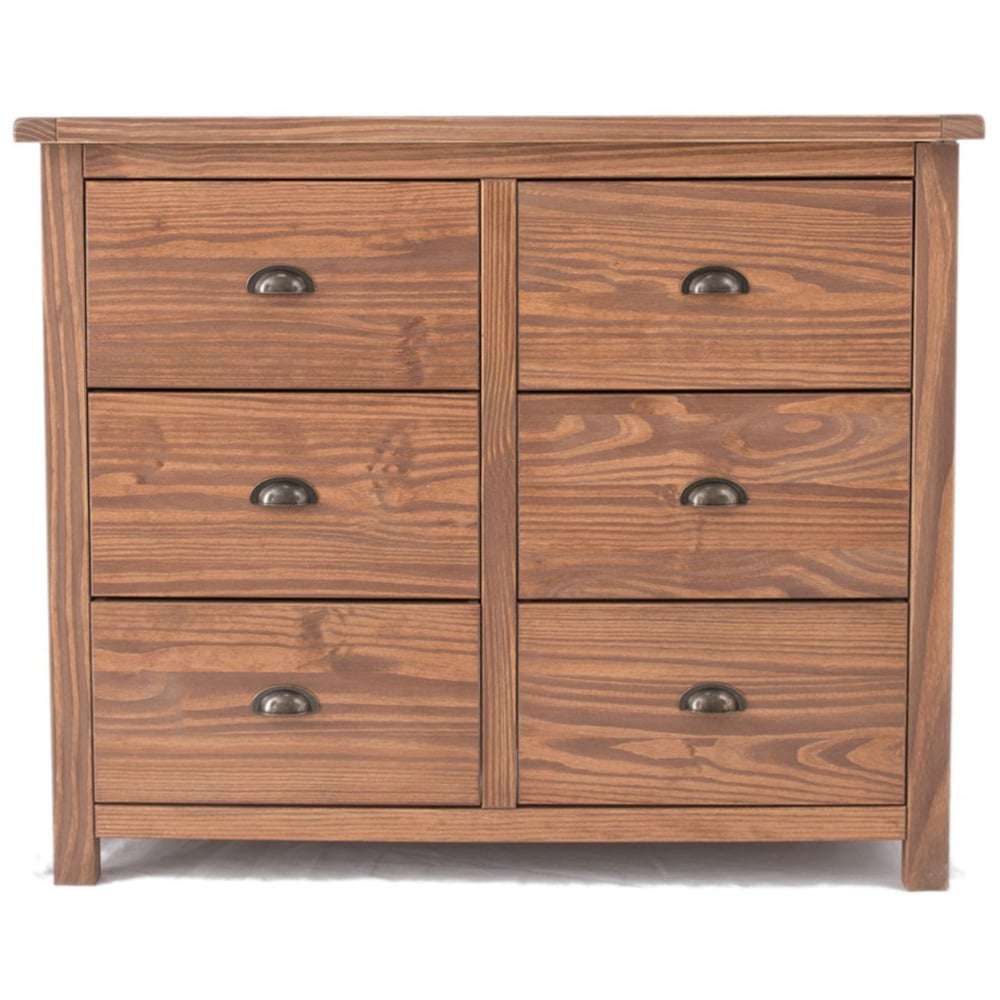 Cabinet Bits Padua 6 Drawer Brown Brass Cup Handle Chest of Drawers Image 3
