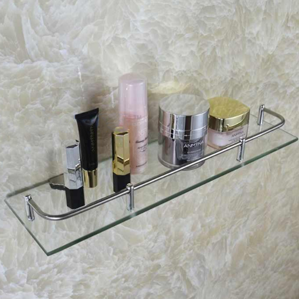 Living and Home Single-Tier Silver Wall Mounted Bathroom Shelf Image 5