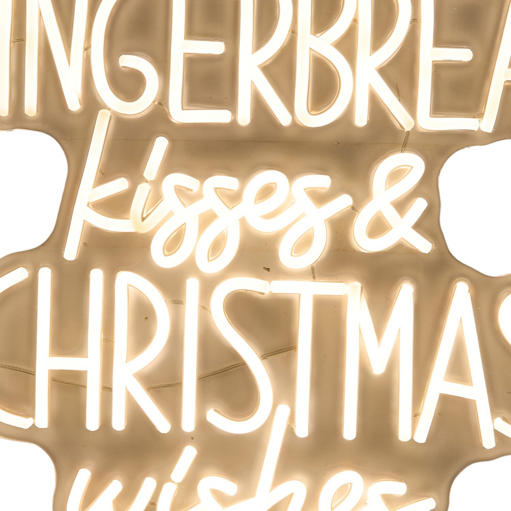 Gingerbread Kisses Xmas LED Neon SignWarm White Image 4