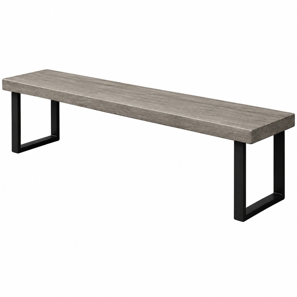 Homebase Grey Wash Redwood Chunky and Sturdy Bench 110cm Image 2
