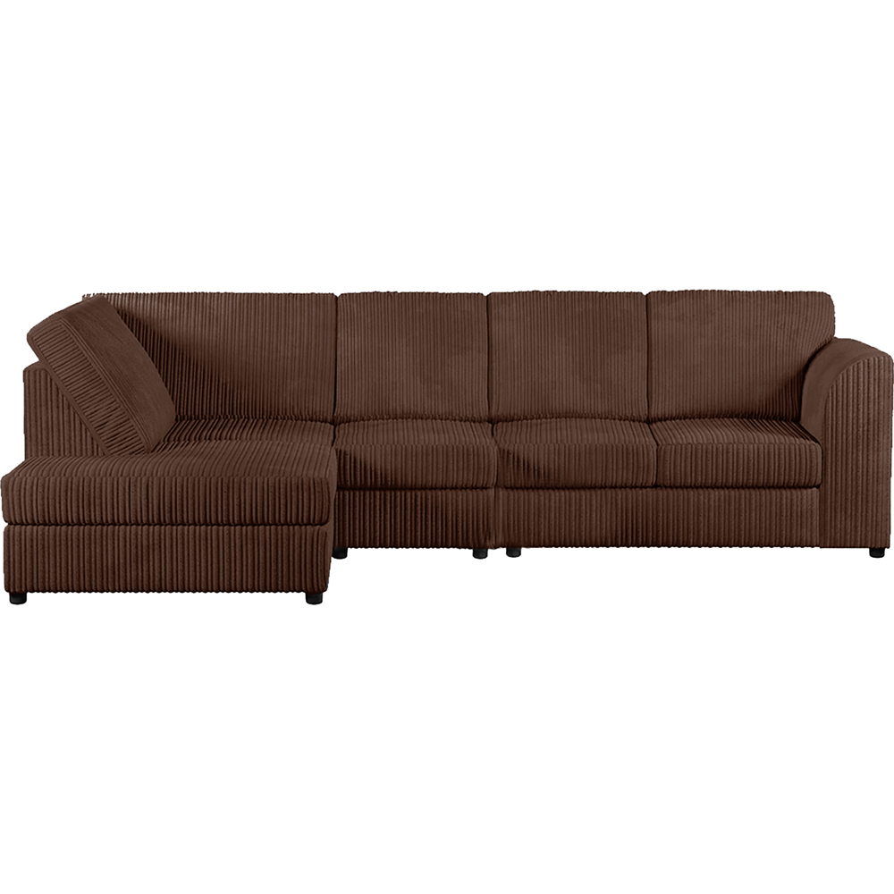 Luxor 4 Seater Chocolate Jumbo Cord Left Hand Facing Full Back L Shaped Corner Sofa Set Image 2