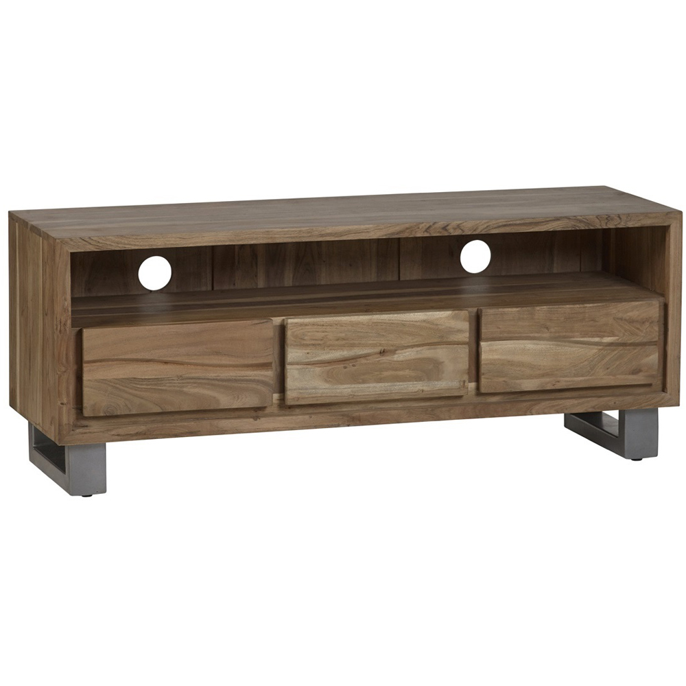 Brooklyn Barima 3 Drawer Single Shelf Wooden TV Unit Image 2