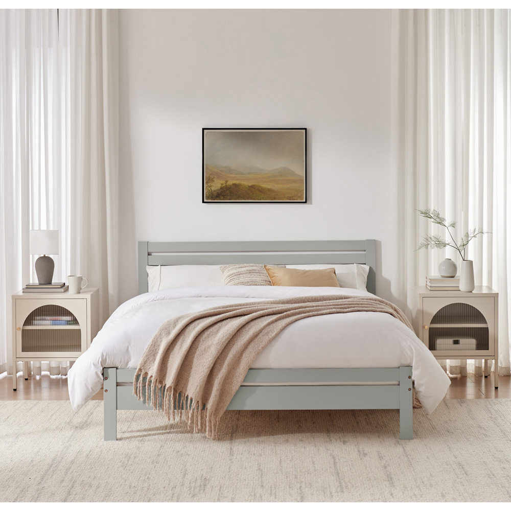 Furniturebox Cadhla King Size Light Grey Solid Pine Bed Frame Image 6