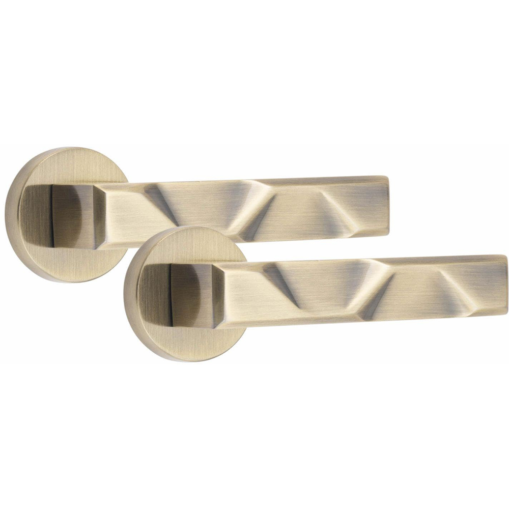 Golden Grace Antique Brass Modern Nova Premium Door Handle Set 5 Pack Image 2