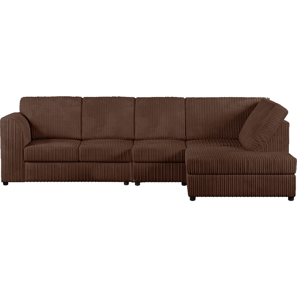 Luxor 4 Seater Chocolate Jumbo Cord Right Hand Facing Full Back L Shaped Corner Sofa Set Image 2