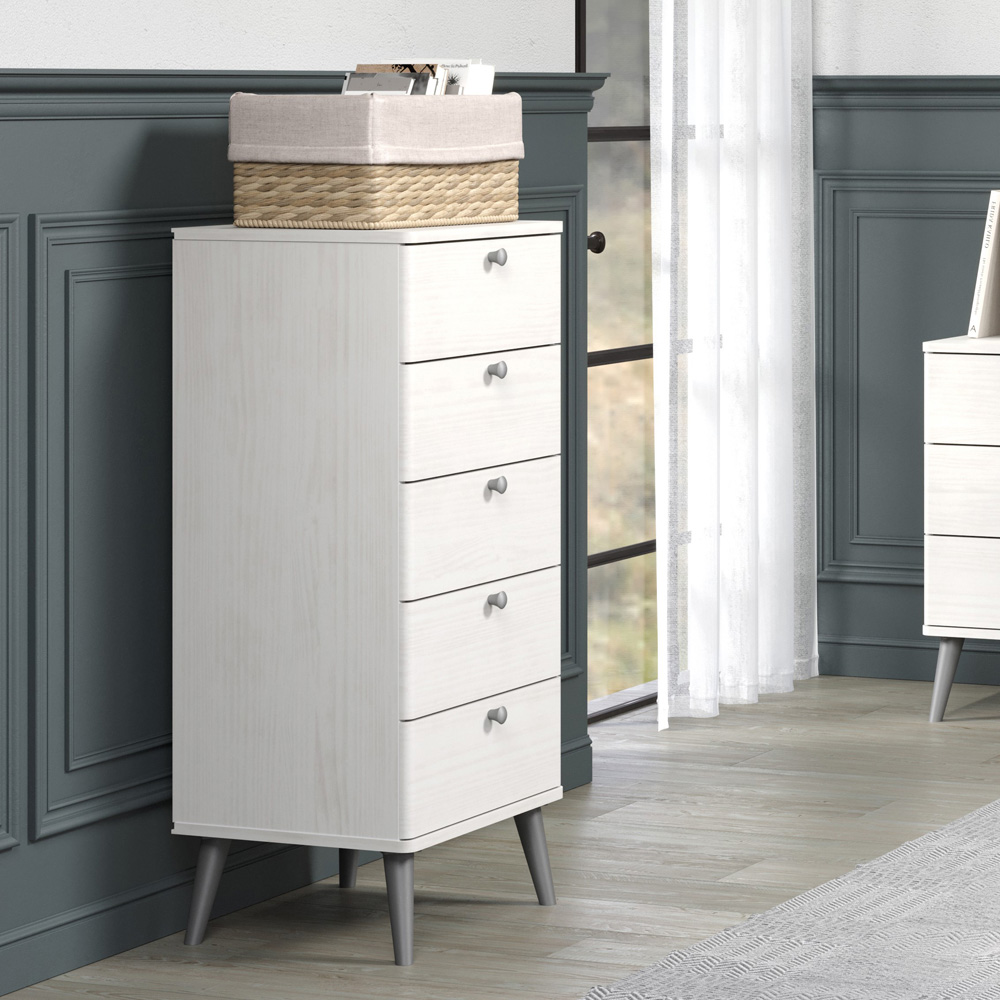 Core Products Augusta Curve 5 Drawer Narrow Chest of Drawers Image 4