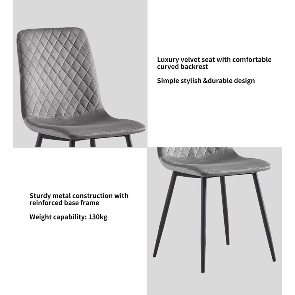 Lexi Set of 2 Beige Velvet Fabric Dining Chairs Image 7