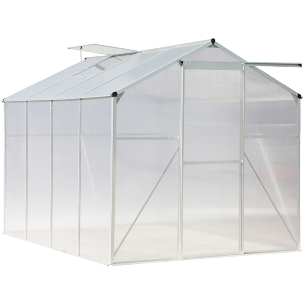 Living and Home 6 x 8ft Transparent Aluminium Frame Dual Sloped Roof Greenhouse Planting Shed Image 1