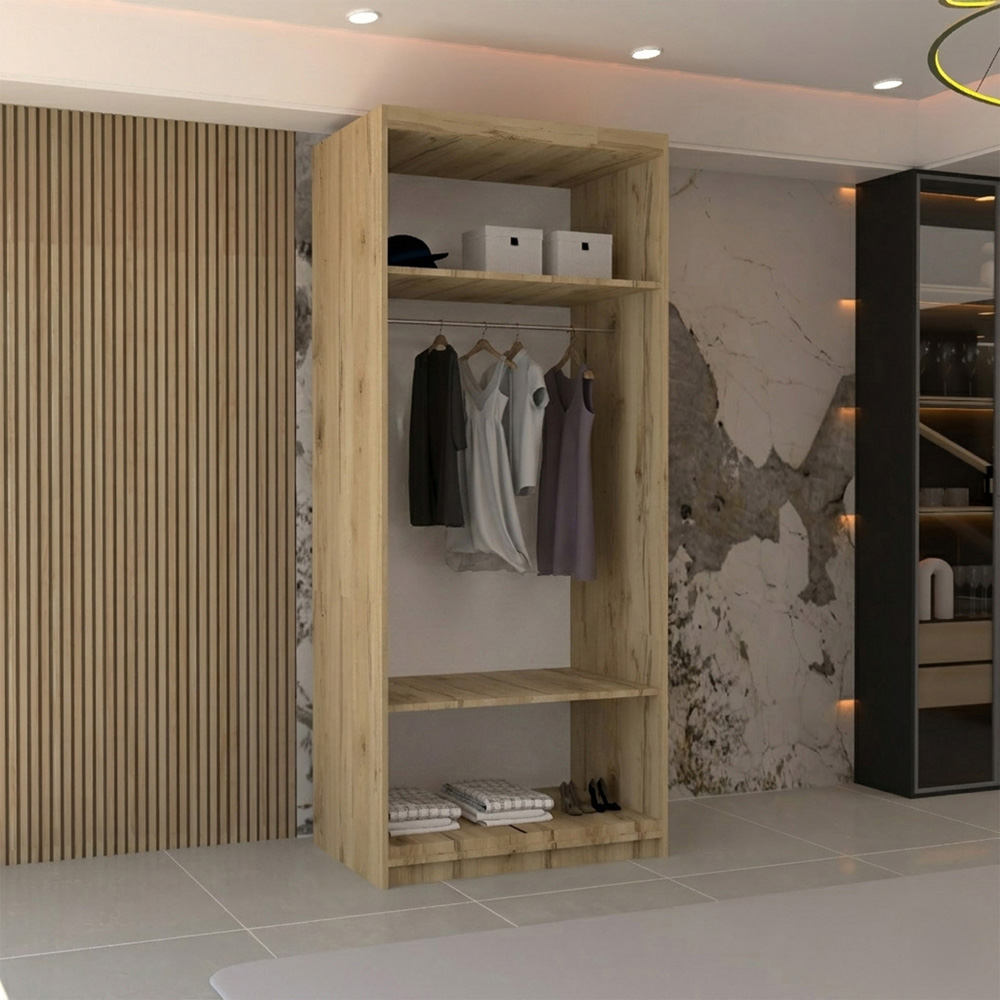 M N Furniture Modern Gala 2 Door Oak Mirrored Sliding Wardrobe 90cm Image 3