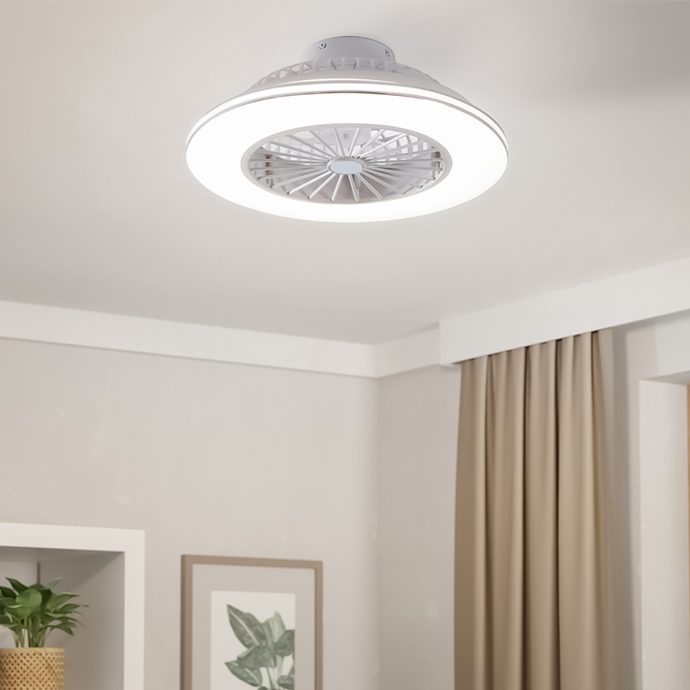 EGLO Lovisca White and Silver Ceiling Fan with Light Image 2