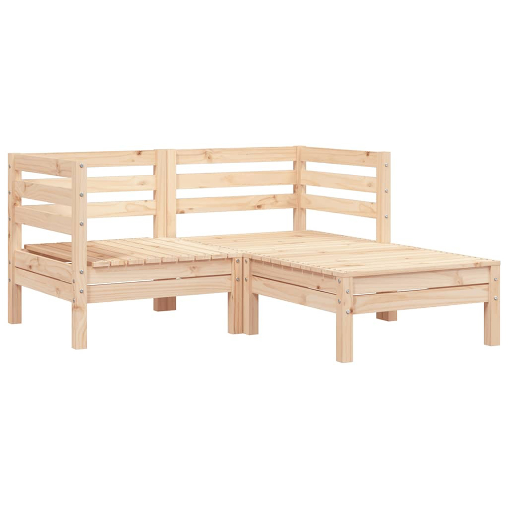 Walplus 2 Seater Solid Pine Wood Garden Sofa with Footstool Image 2