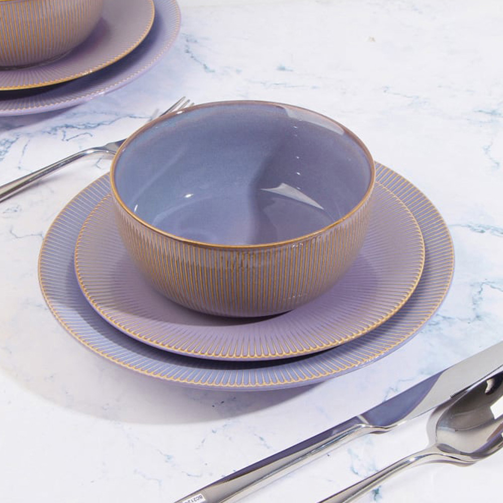 Waterside Reactive Glaze Purple 16 Piece Dinner Set Image 2