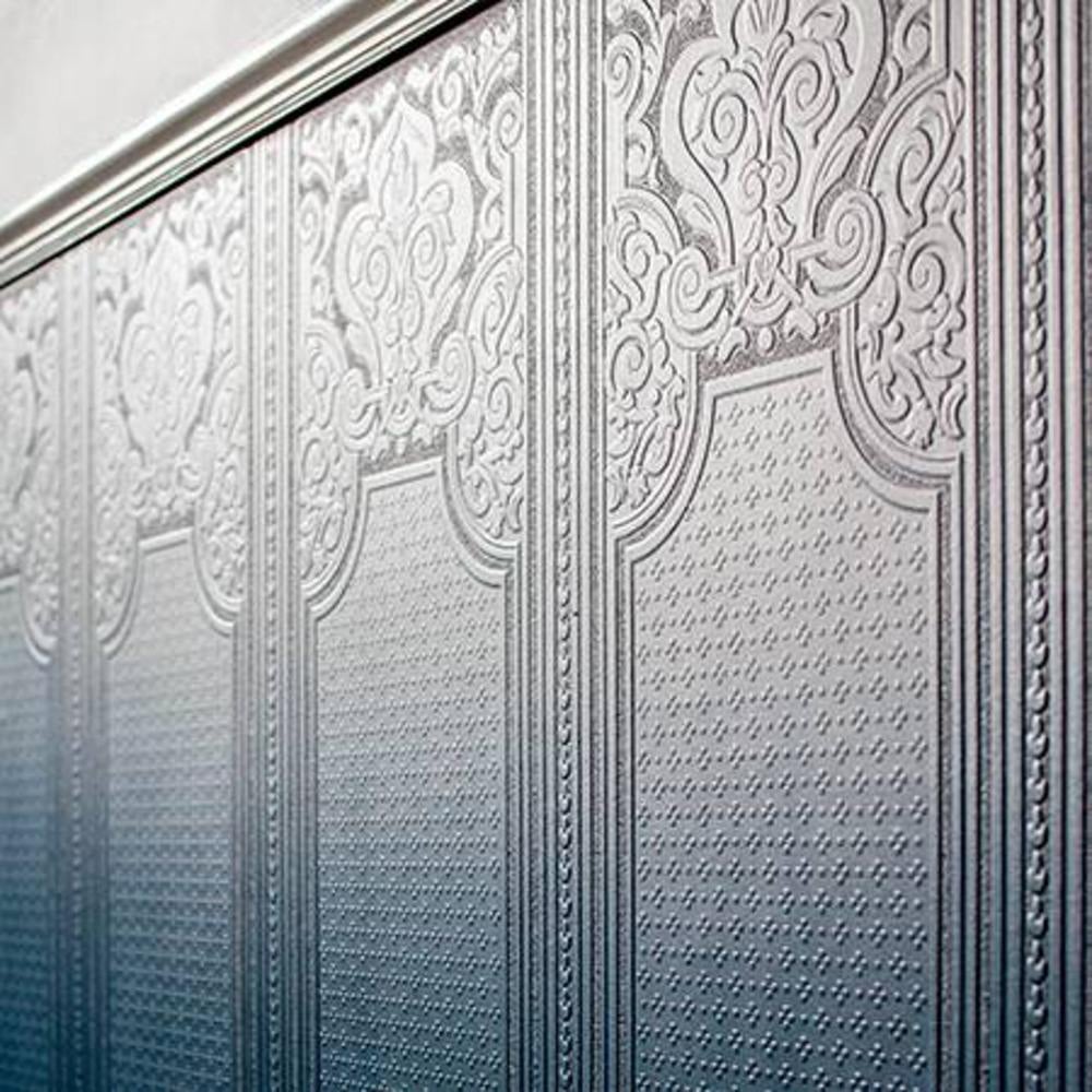 Anaglypta Oriental Floral Dado Panel White Wallpaper Image 3