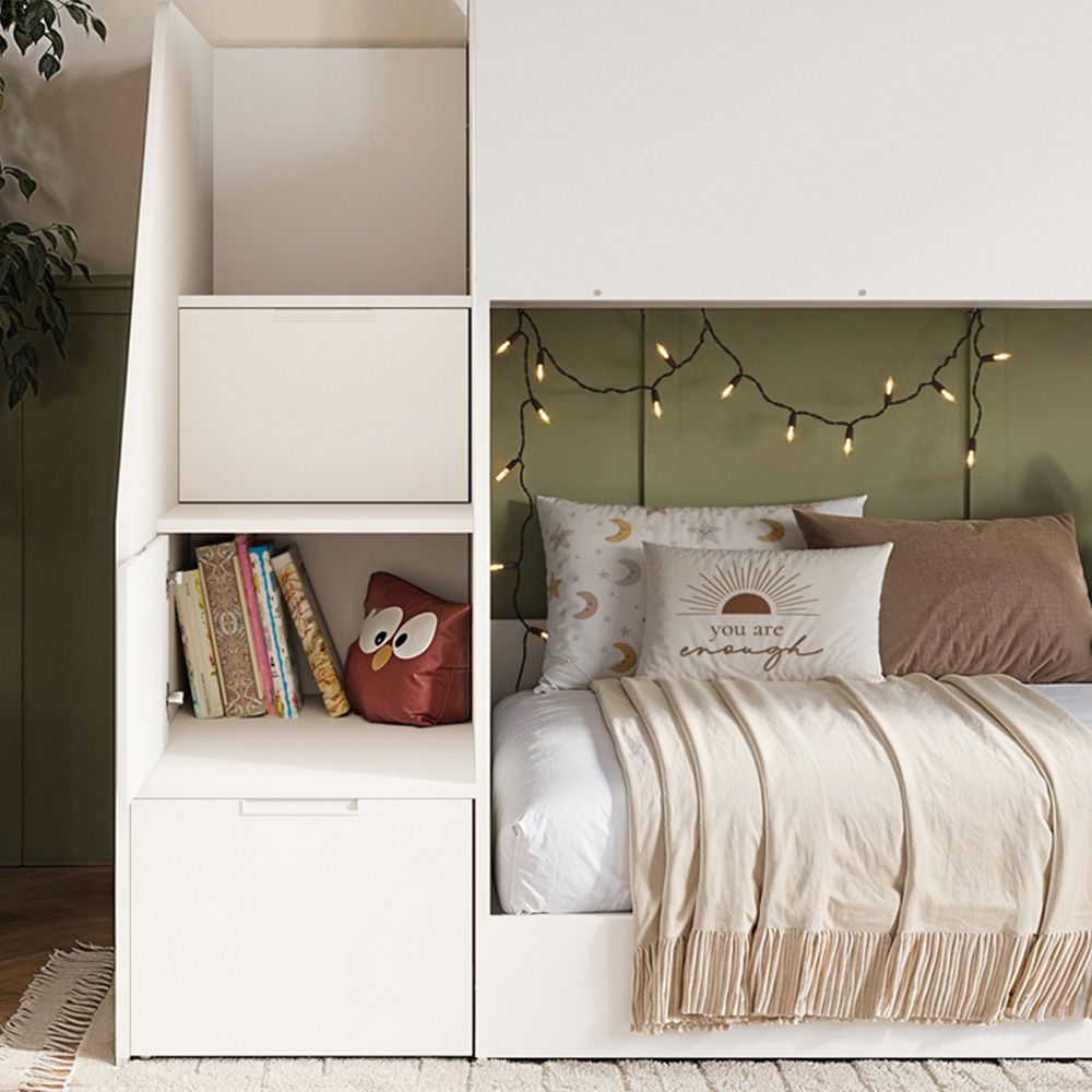 Flair Dreamland White and Oak Play House Staircase Bunk Bed Image 4