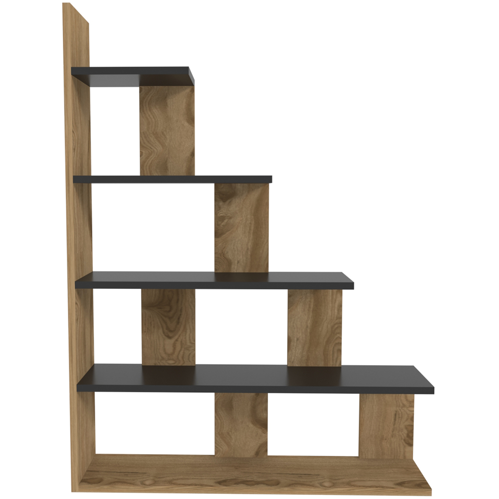 Decorotika Echo Modern 5 Shelf Oud and Black Ladder Bookcase Image 2